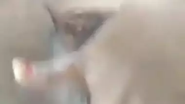 Hairy pussy girl fingering