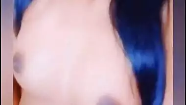 Sexy Indian girl playing with her small tits