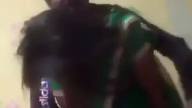 Girlfriend in saree lets boyfriend press her big boobs