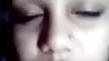 Beautiful cute horny girl fingering pussy selfie