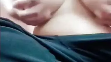 Milky white boobs playing of cute Indian girlfriend