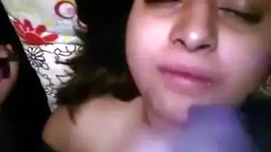 Punjabi busty aunty drinking cum after sex